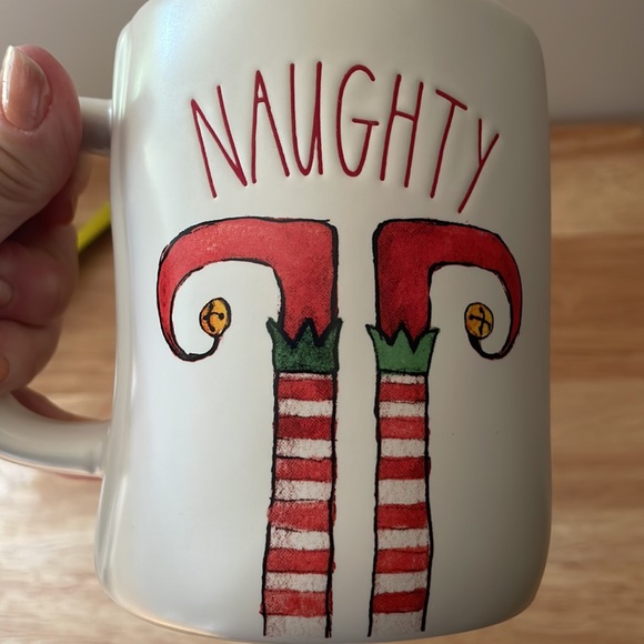 Rae Dunn Double Sided Nice Naughty Christmas Holiday Elf Ceramic Elf Mug-NEW - Picture 7 of 10